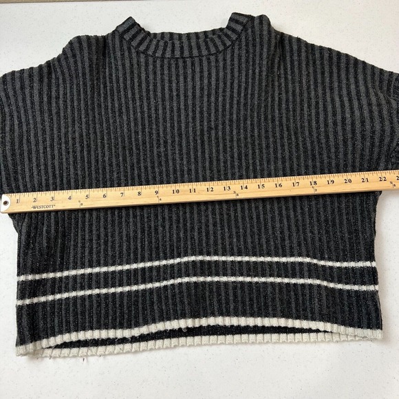 Moussy Sweater Womens‎ Free Size Gray/Black Striped Crew Wool Blend Relaxed Fit - Picture 11 of 13
